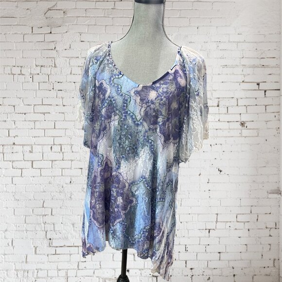 Lace Purple Brittany Black Top - Picture 1 of 5